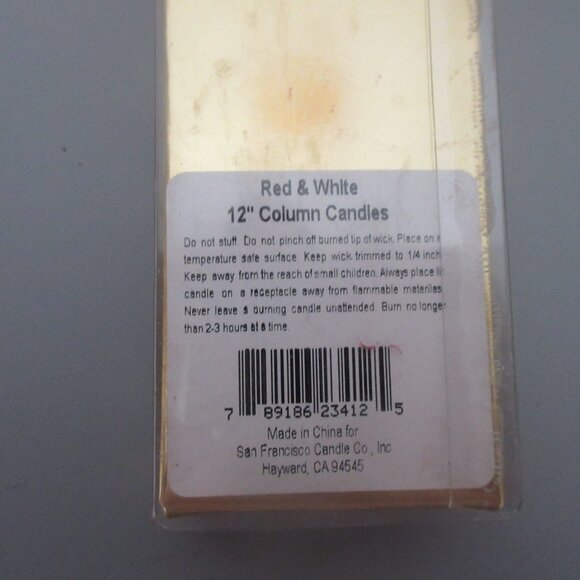 Red & White 12" Candy Cane Column Candles Striped Taper Set of 2 Vintage NEW - Picture 3 of 4